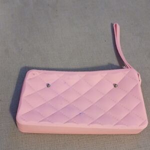 Pink Quilted Wristlet Clutch